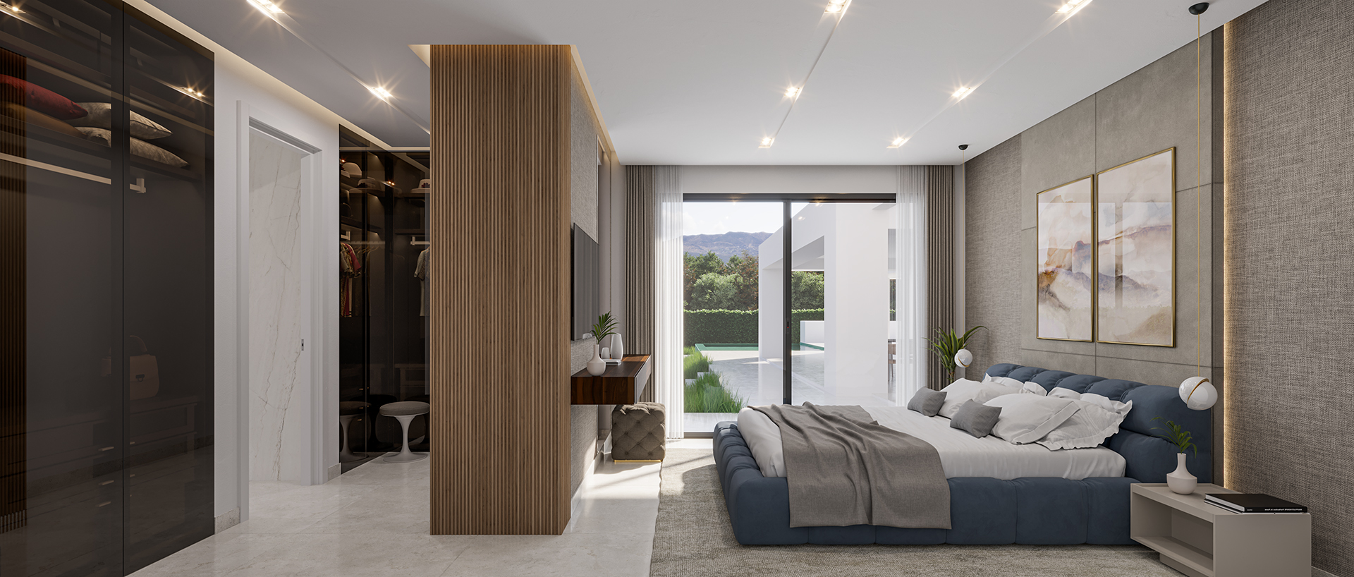 Villa contemporánea en construcción en la Nueva Milla de Oro